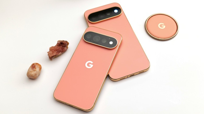 The Pixel 11 Pro and 11 Pro XL in Google's canyon color.