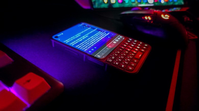 Unihertz Titan 2 Elite on a desk at night