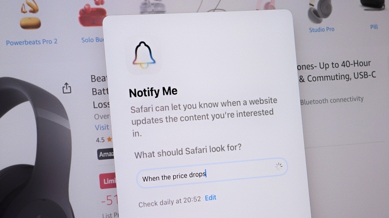 Safari's new Notify Me feature in action.