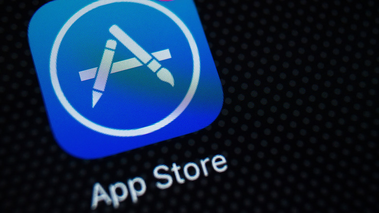 An older version of the App Store logo as an icon on an iPhone.